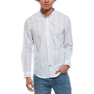 Gas Mens  Linen-Blend Shirt, White
